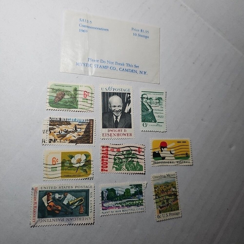 U.S. 1969 Commemorative Year Set 10 Stamps SA12-5